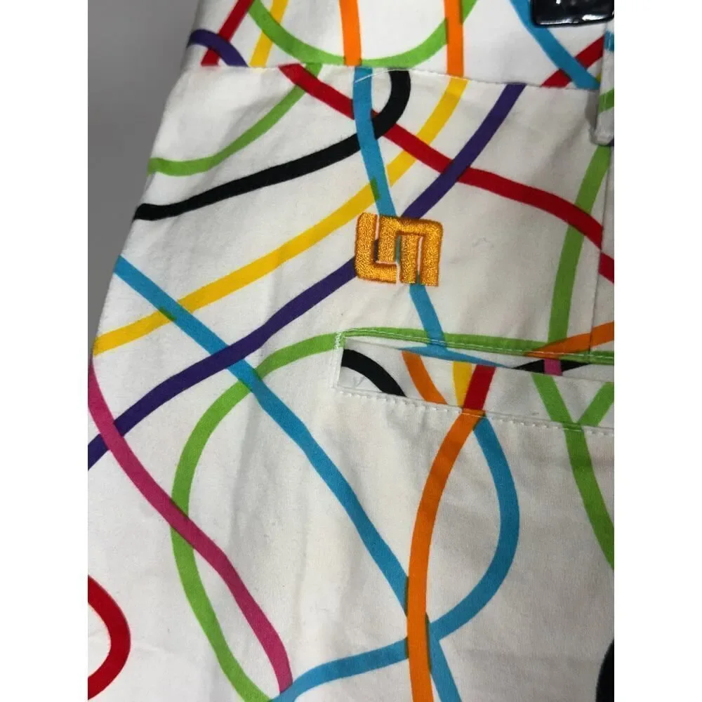 LOUDMOUTH Men's Scribblz Cotton Golf/Casual Short White/Multi-Color Size 42